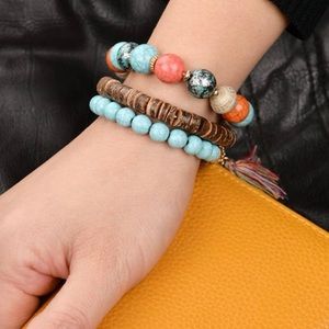 Three layered beaded good luck bracelets